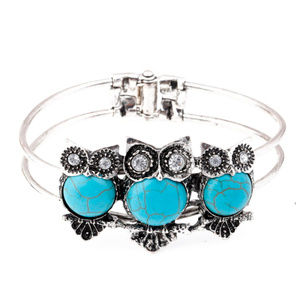 Three Owl Bangle Bracelet with Crystal Eyes 382-D